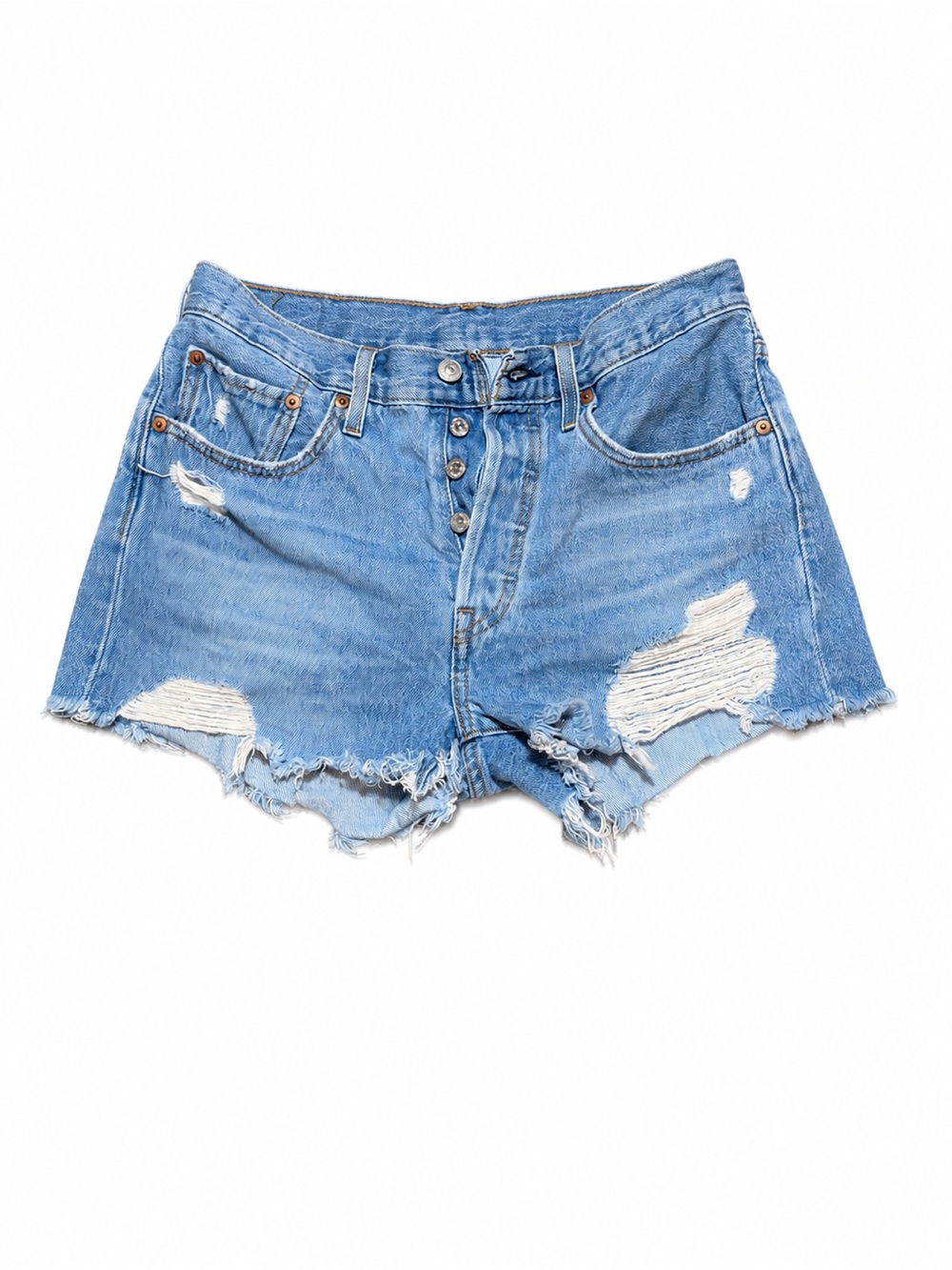 Levi’s 501 Original Distressed Cutoff Denim Shorts Light Wash W27